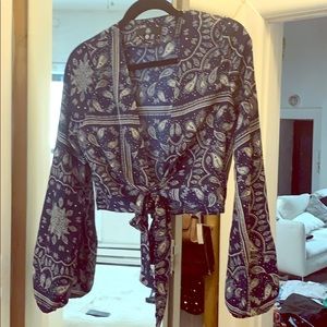 Missguided scarf pattern navy tie crop